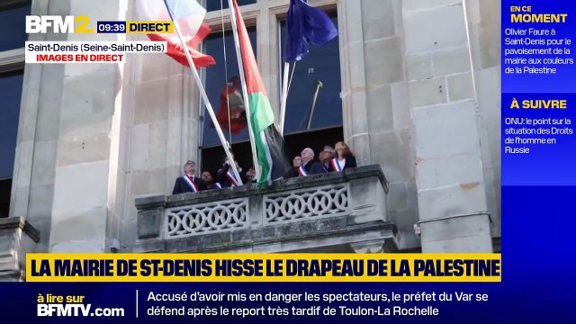 Le drapeau de la Palestine a été hissé sur la façade de la mairie de la ville de Saint-Denis - VIDEO