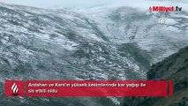 Ardahan ile Kars'ın yüksek kesimlerine kar yağdı