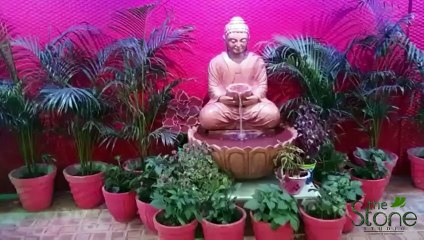 Tranquil Buddha Fountain Statue with Flowing Water: The Stone Studio