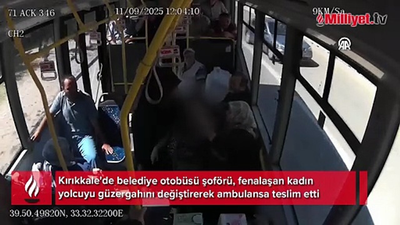 Özel halk otobüsü şoförü fenalaşan yolcuyu ambulansa teslim etti