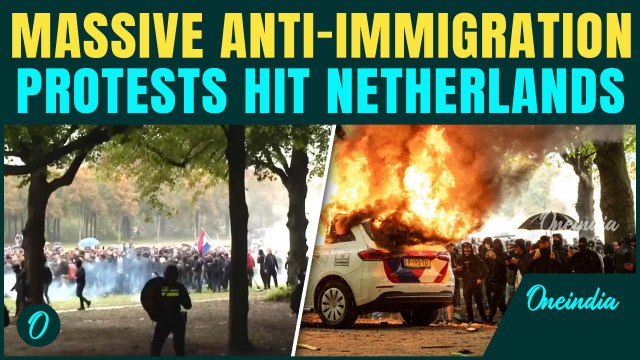 VIDEO: Violence & Chaos in Netherlands as Anti-immigration protesters clash with police in The Hague