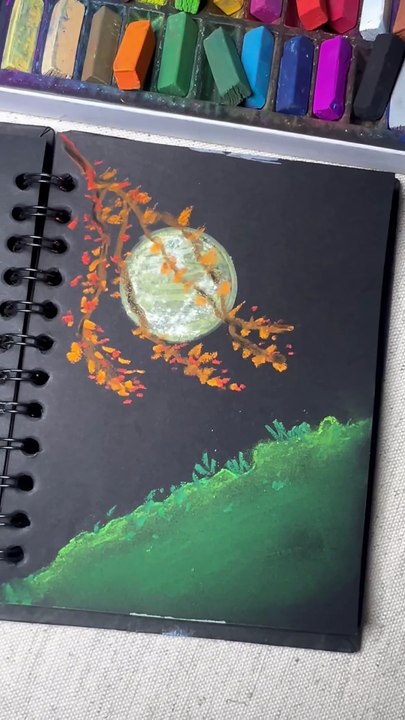 Easy Oil Pastel Moonlight Drawing 🌙 | Relaxing Art Tutorial