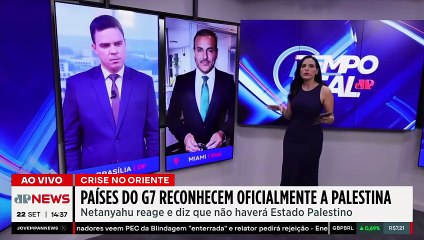 Países do G7 reconhecem oficialmente Estado da Palestina e Israel reage | TEMPO REAL