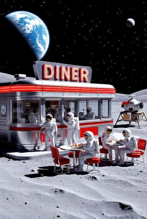 Dinner in space at moon