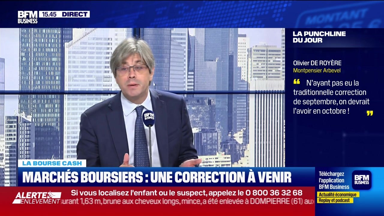 La bourse cash : "N’ayant pas eu la traditionnelle correction de septembre, on devrait l’avoir en octobre." - 25/09