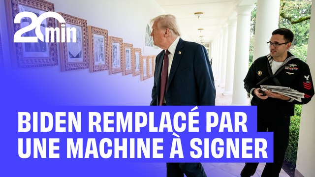 Donald Trump remplace le portrait de Joe Biden par une machine à signer
