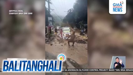 Malaking tipak ng bato, humambalang sa kalsada | Balitanghali