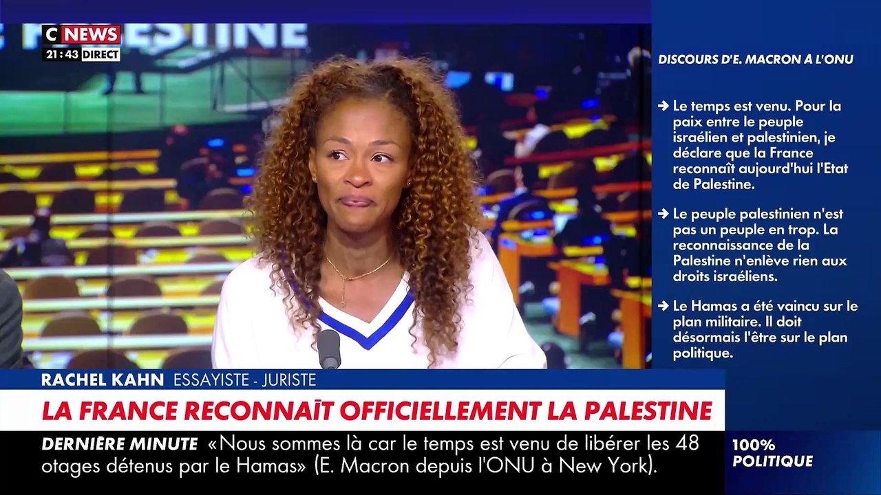 L'éditorialiste Rachel Kahn craque en direct après la reconnaissance d'israël par Emmanuel Macron : "Je suis écoeuré. Son discours est à vomir, il est dégradant et inhumain."