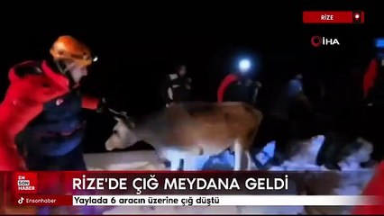 Rize'de yaylada 6 aracın üzerine çığ düştü