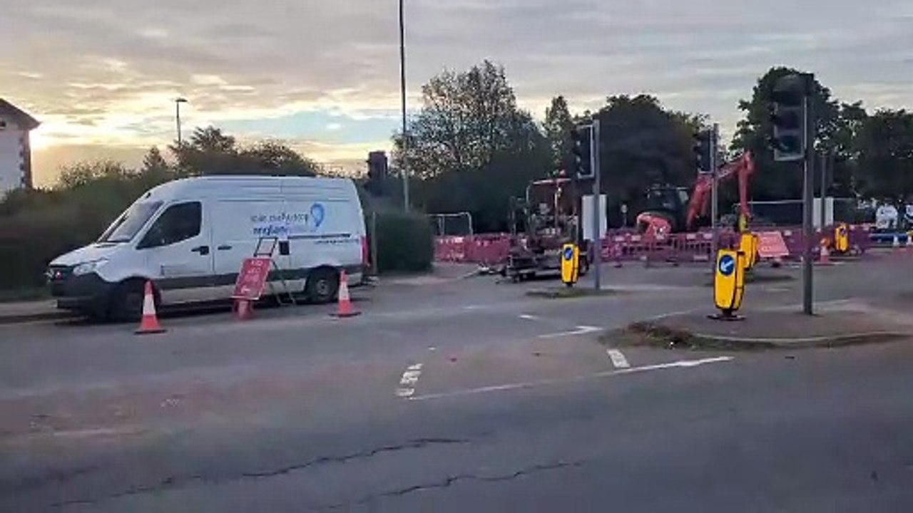 Burst main at Yaxley