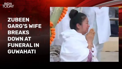 Watch: Zubeen Garg's wife in tears as she bids farewell to singer