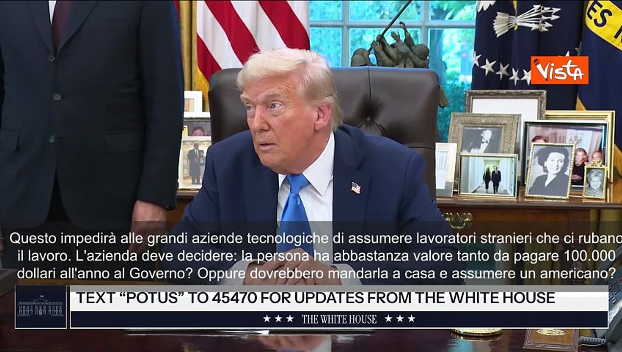 Trump mette tassa 100 mila dollari all'anno per chi emigra in Usa per lavoro altamente qualificato