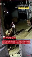 Prayagraj Chaos: Youths Hurl Crude Bombs at Houses, Video Sparks Panic