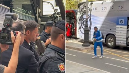 Cientos de aficionados reciben al Real Madrid en Valencia
