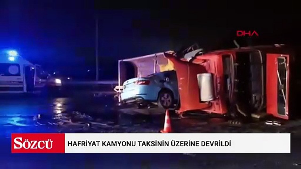 Eyüpsultan'da hafriyat kamyonu taksinin üzerine devrildi; taksici hayatını kaybetti