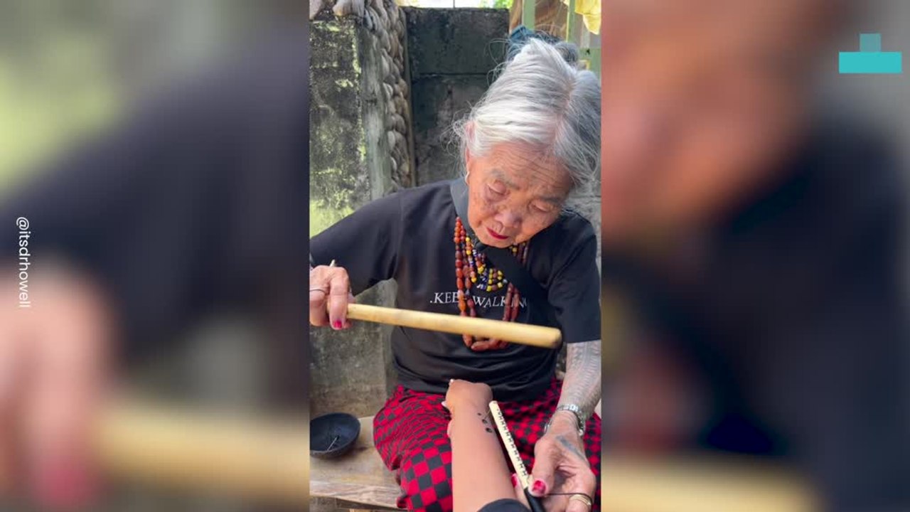 Woman Gets Tattoo From World’s Oldest Tattoo Artist