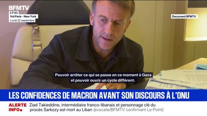 "Pouvoir ouvrir un cycle différent": les confidences d'Emmanuel Macron, avant son discours à l'ONU (document BFMTV)
