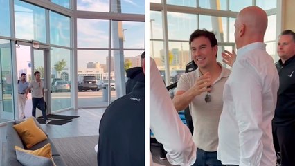 Checo Pérez sorprende con su llegada a la fábrica de Cadillac y desata la emoción entre los trabajadores
