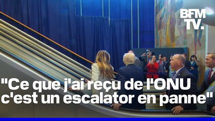 Donald Trump réagit à la panne de l'escalator lors de son arrivée à l'ONU