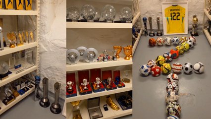 Ibrahimovic presume de legado mostrando todos sus trofeos en un sótano que deja mucho que desear