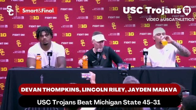 USC Trojans Coach Lincoln Riley, Defensive Tackle Devan Thompkins, and Quarterback Jayden Maiava discusses improving on penalties