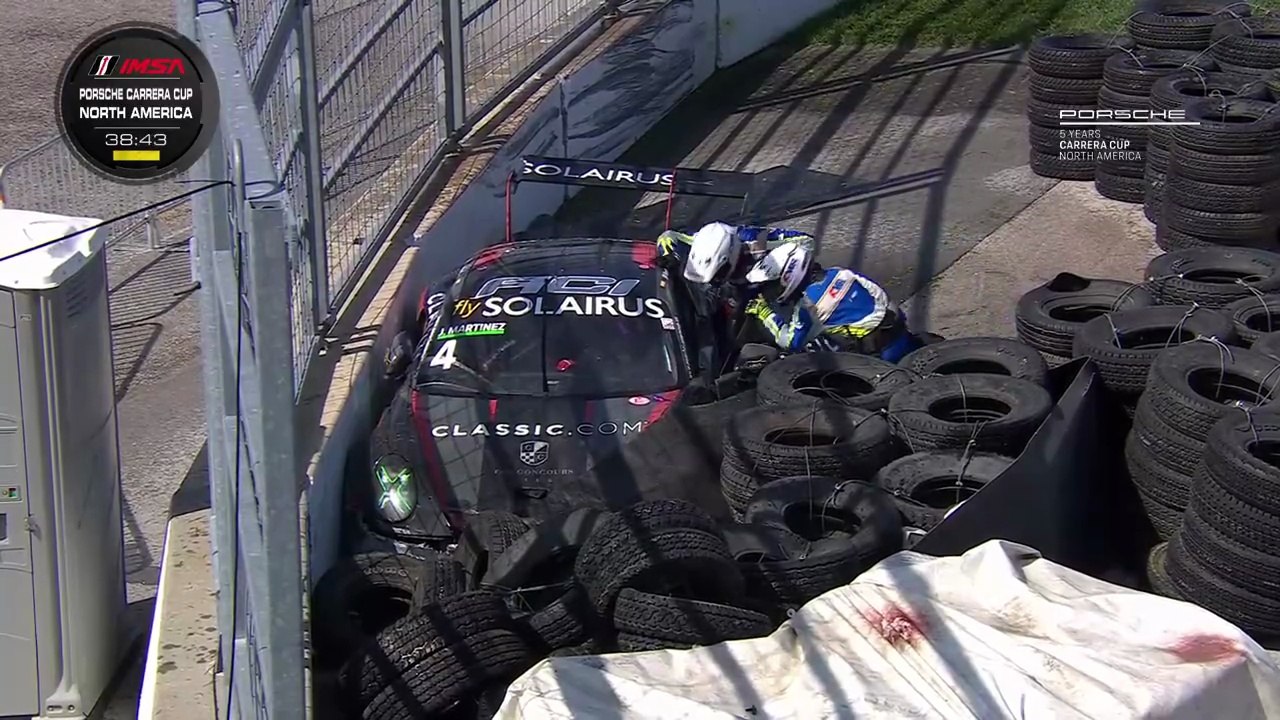 Porsche Carrera Cup North America 2025 Indianapolis Race 1 Start Martinez McCann Big Crash