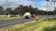 North Wagga truck trailer rollover
