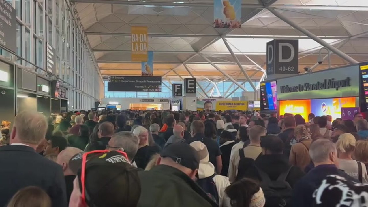 Chaos at Stansted Airport as passengers swarm security gates after fire in departure lounge