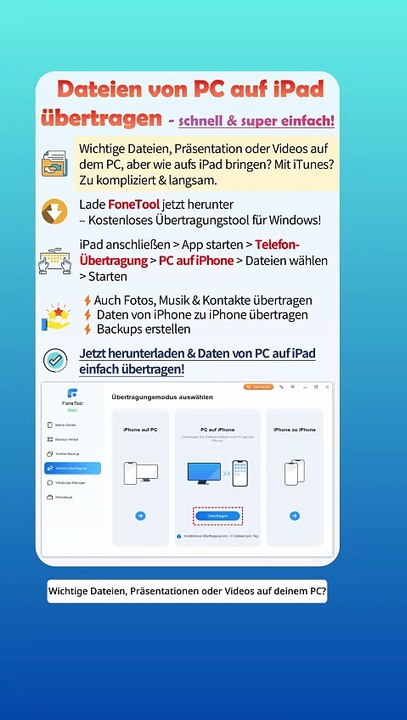 📥 Dateien vom PC aufs iPad übertragen – schnell & kostenlos!