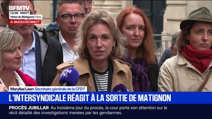 Intersyndicale à Matignon: Marylise Léon annonce une journée de mobilisation le 2 octobre prochain
