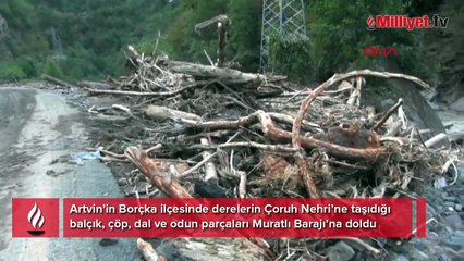 Heyelan ve selin ardından barajda şok görüntüler! Çalışmaları devam ediyor