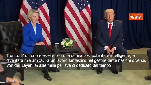Trump dopo le critiche all'Ue incontra Von der Leyen: Donna intelligente, fa lavoro fantastico
