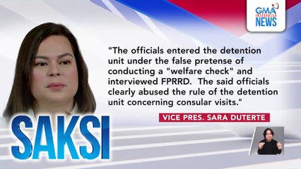 VP Sara Duterte, inalamahan ang pagdalaw ng PH Embassy sa The Hague sa kanyang ama si FPRRD | Saksi