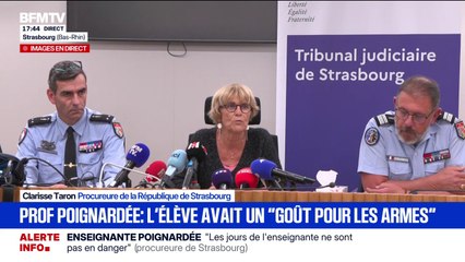 Enseignante poignardée en classe: "Il avait attiré l'attention pour son goût pour les armes", indique Clarisse Taron, procureure de la République de Strasbourg