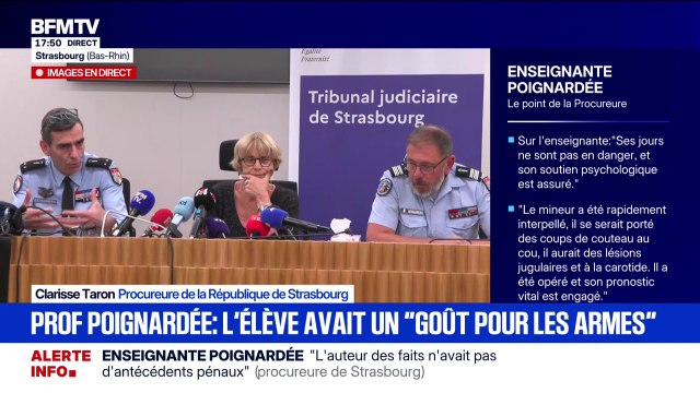 Enseignante poignardée en classe: la procureure de la République de Strasbourg annonce que deux enquêtes sont ouvertes, une sur les faits et l'autre sur l'interpellation