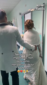 Ces mariés rendent visite au grand-père de la mariée le jour de leur mariage