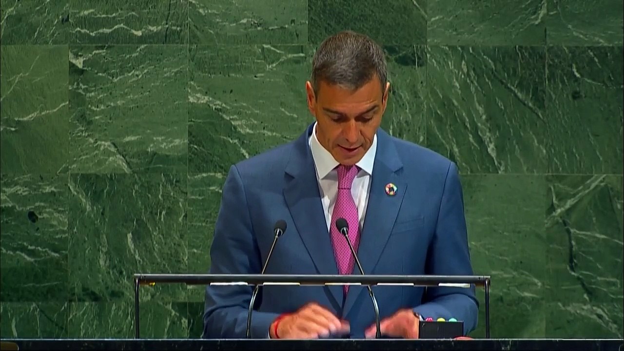 Sánchez reclama en la ONU que la comunidad internacional adopte medidas para parar el genocidio en Gaza