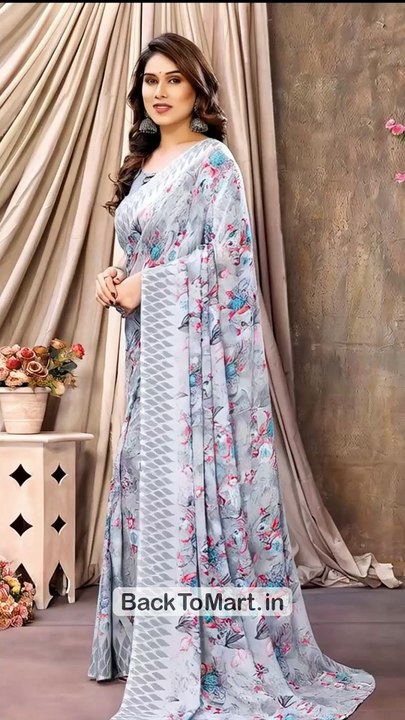 Women Georgette Multicolor Floral RENIAL Saree #weddingdress #fashion #trends