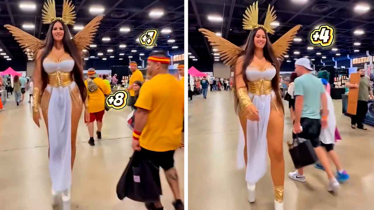 Model Marie Temara entertains fans at cosplay event with unusual questions about height