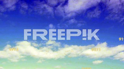 Animation of numbers processing over sky