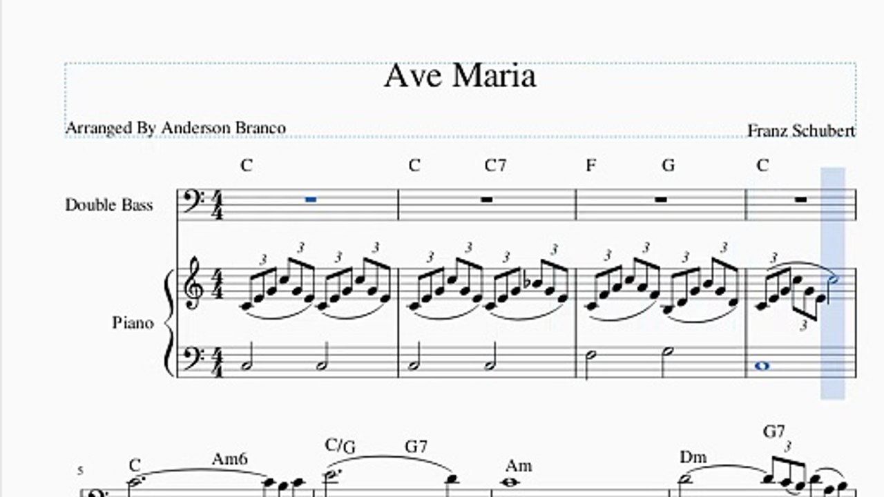 Ave Maria (Franz Schubert) – Double Bass & Piano Sheet Music