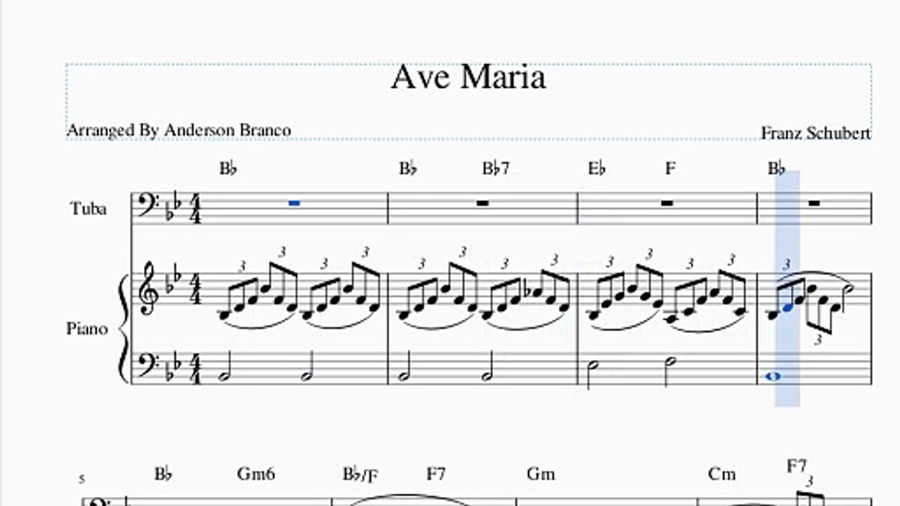 Ave Maria (Franz Schubert) – Tuba & Piano Sheet Music