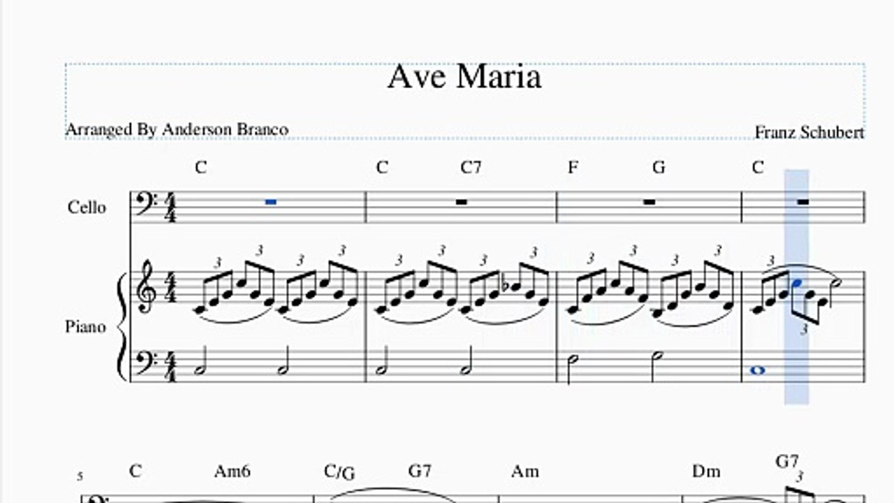 Ave Maria (Franz Schubert) – Cello & Piano Sheet Music