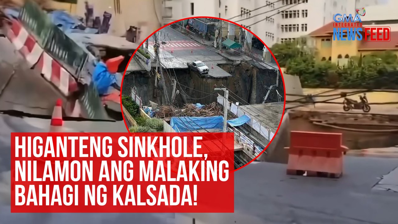 Higanteng sinkhole, nilamon ang malaking bahagi ng kalsada! | GMA Integrated Newsfeed