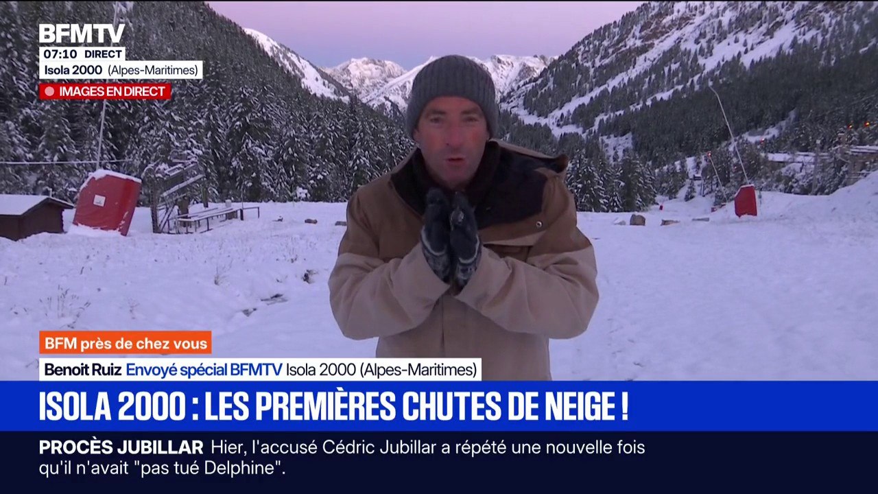 Premières chutes de neige de la saison à Isola 2000, dans les Alpes-Maritimes