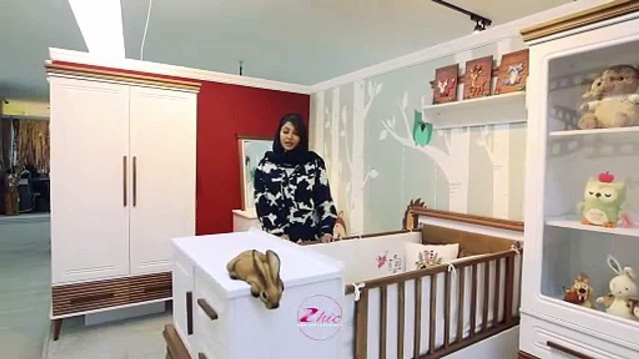 سرویس خواب نوزاد دنیس ژیک | تخت نوزاد تا نوجوان MDF و چوب گردو
