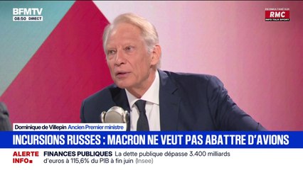 En cas de survol de drones dans le ciel européen, Dominique de Villepin estime qu'il "faut prendre ses responsabilités, c'est-à-dire ouvrir le feu"