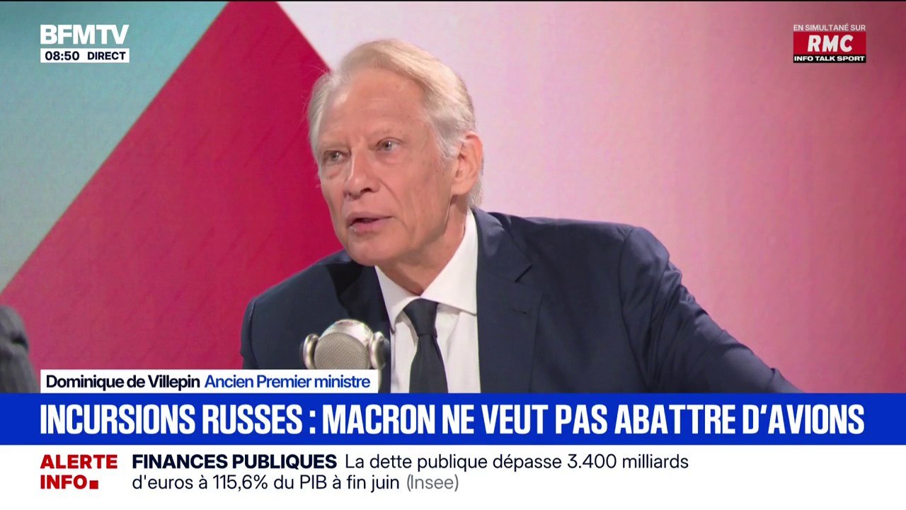 En cas de survol de drones dans le ciel européen, Dominique de Villepin estime qu'il "faut prendre ses responsabilités, c'est-à-dire ouvrir le feu"