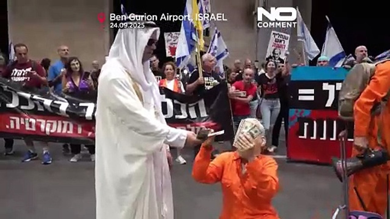 ABD ziyareti öncesi Netanyahu'ya karşı Ben Gurion Havalimanı'nda protesto
