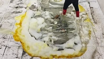 Extra big foam experience! New method rug cleaning satisfying